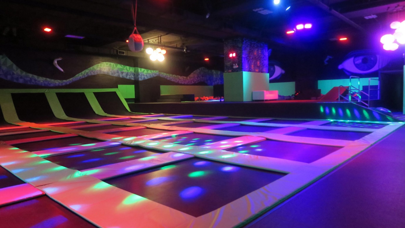 Trampolines with colored lights